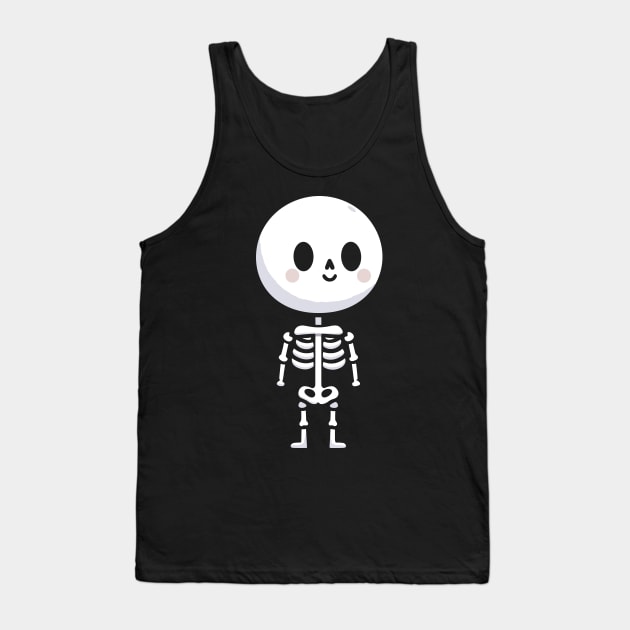 Cute Happy Skeleton in Kawaii Style | Happy Halloween Cute Skeleton Design Tank Top by Nora Liak